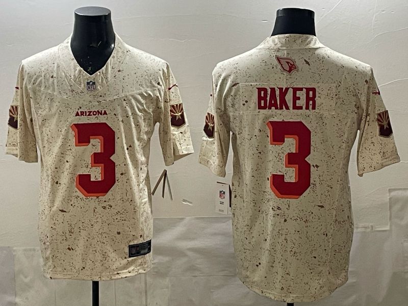 Men 2025 Arizona Cardinals #3 Baker Cream 5th generation Throwback Nike Limited NFL Jersey style 031